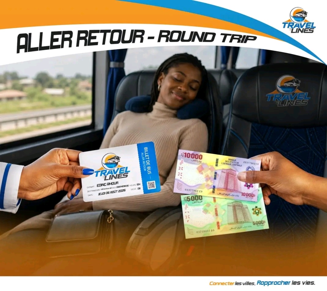 Billet aller-retour TRAVEL LINES remis à une passagère à bord